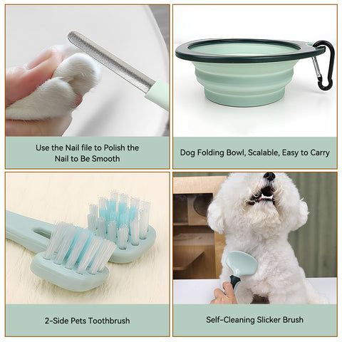 8 in 1 Complete Professional Dog Grooming Set for Grooming Short-haired and Long-haired Dogs and Cats, Dog Paw Care Nail Clippers and Trimmers, Stainless Steel Depilatory Comb, Cat and Dog Grooming Supplies