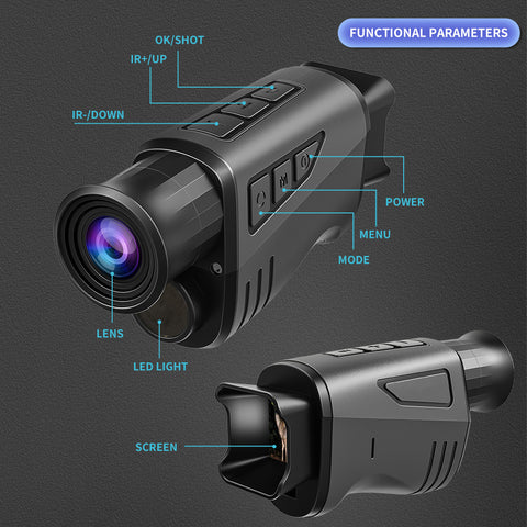 10 倍变焦单筒夜视镜，配备可充电锂电池，便携便携，适用于狩猎、露营、动物观察和监控