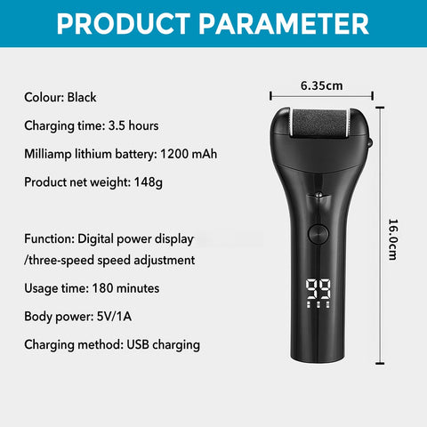 电动足部去茧器 可充电便携式电子磨脚器 足部护理套装 去角质磨脚器 足部护理工具 去除死皮 理想的圣诞礼物