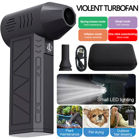 Mini handheld compressed air dust collector - electric dust collector, wireless charging high-speed blower, four-speed adjustable jet dry blower, suitable for keyboard, computer, car, air mattress and home cleaning, black