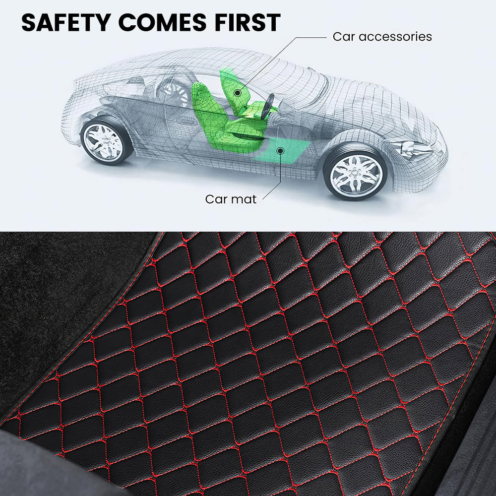 Premium Car Mats: High - Grade PU Leather Universal Fit Anti - Slip Car Foot Mats with Easy Maintenance, Interior - Enhancing Design for SUVs, Vans, Sedans, Trucks