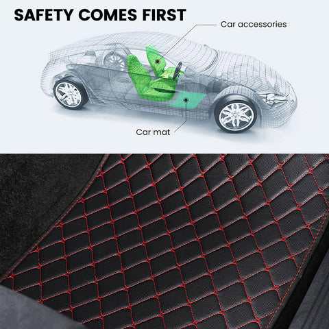 Premium Car Mats: High - Grade PU Leather Universal Fit Anti - Slip Car Foot Mats with Easy Maintenance, Interior - Enhancing Design for SUVs, Vans, Sedans, Trucks