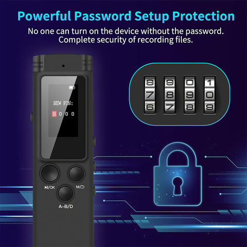 High quality clear recording, omnidirectional microphone recording, 15 levels of variable playback speed, password protection, Mini digital tape recorder, audio MP3 player recording equipment, small tape recorder, multifunctional MP3 player