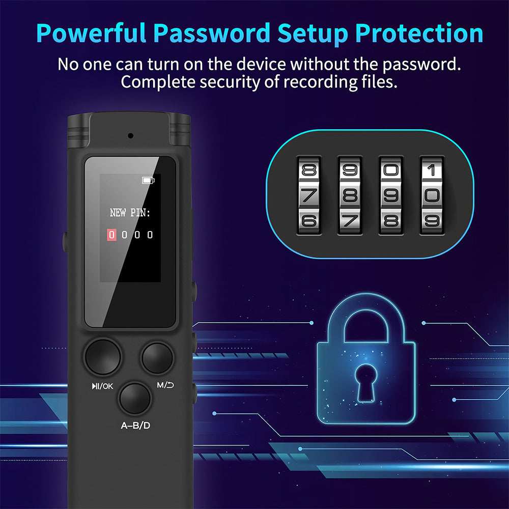 High quality clear recording, omnidirectional microphone recording, 15 levels of variable playback speed, password protection, Mini digital tape recorder, audio MP3 player recording equipment, small tape recorder, multifunctional MP3 player