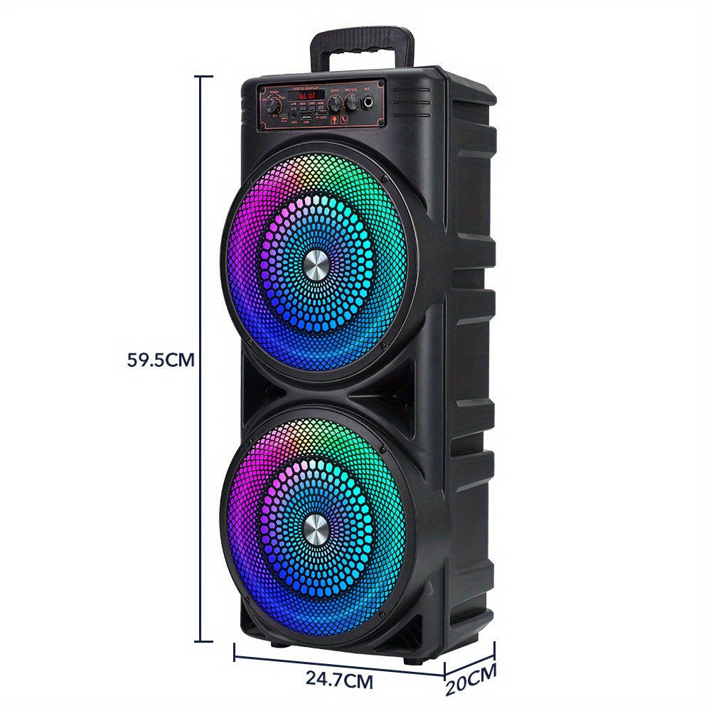 6000W Speaker, With 8.5'' Subwoofer Ture Wireless Pairing, Outdoor/ Indoor Use, Support BT V5.3, Remote Control, Microphone, Radio, TF Card, RGB Lights Outdoor Speaker, For Party Camping Street Performance