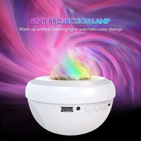 Galaxy Star Projector with Speaker, 21 Lighting Modes, Remote Control & Timer, Adjustable Brightness/Speed, Compact Portable for Bedroom/Party Decoration (White/Black)