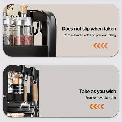 VIVI-8-piece Kitchen Storage Rack, Can Be Used as Countertop Spice Holder, Saves Storage Space, Features a 3-Layer Design, Easy to Install