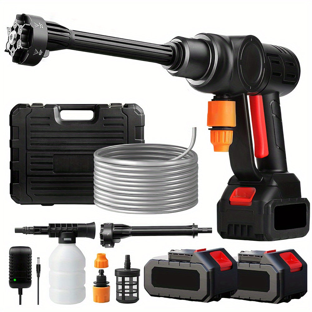 990PSI Cordless Electric Pressure Washer, 6-in-1 Adjustable Nozzle & 3-Speed Touchscreen, Portable High Pressure Water Gun for Cars, Windows, Patio, Indoor, Outdoor Use, Car Cleaning Tool, Robust Construction