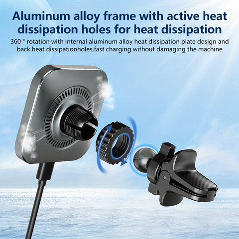 15W Magnetic Wireless Car Charger Phone Holder Mount, 15W MagSafe Car Mount Charger Magnetic WirelessDashboard Universal Car Wireless Charger Mount for iPhone 15/14/13/12 Series