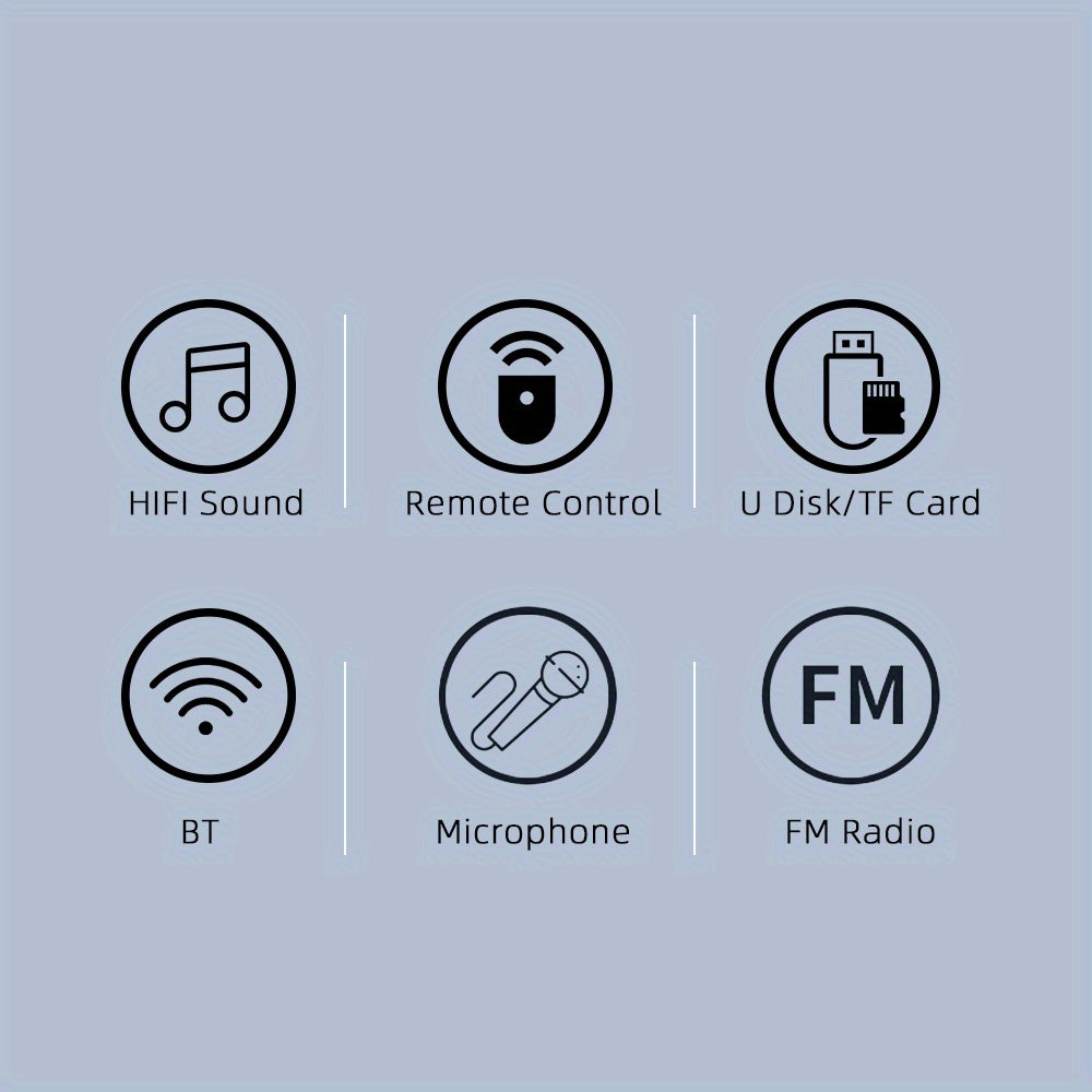 8英寸立体声便携式音箱，带麦克风，USB充电，遥控器，支持USB/AUX/TF卡，续航时间长
