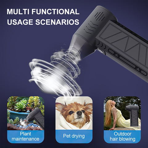 Mini handheld compressed air dust collector - electric dust collector, wireless charging high-speed blower, four-speed adjustable jet dry blower, suitable for keyboard, computer, car, air mattress and home cleaning, black