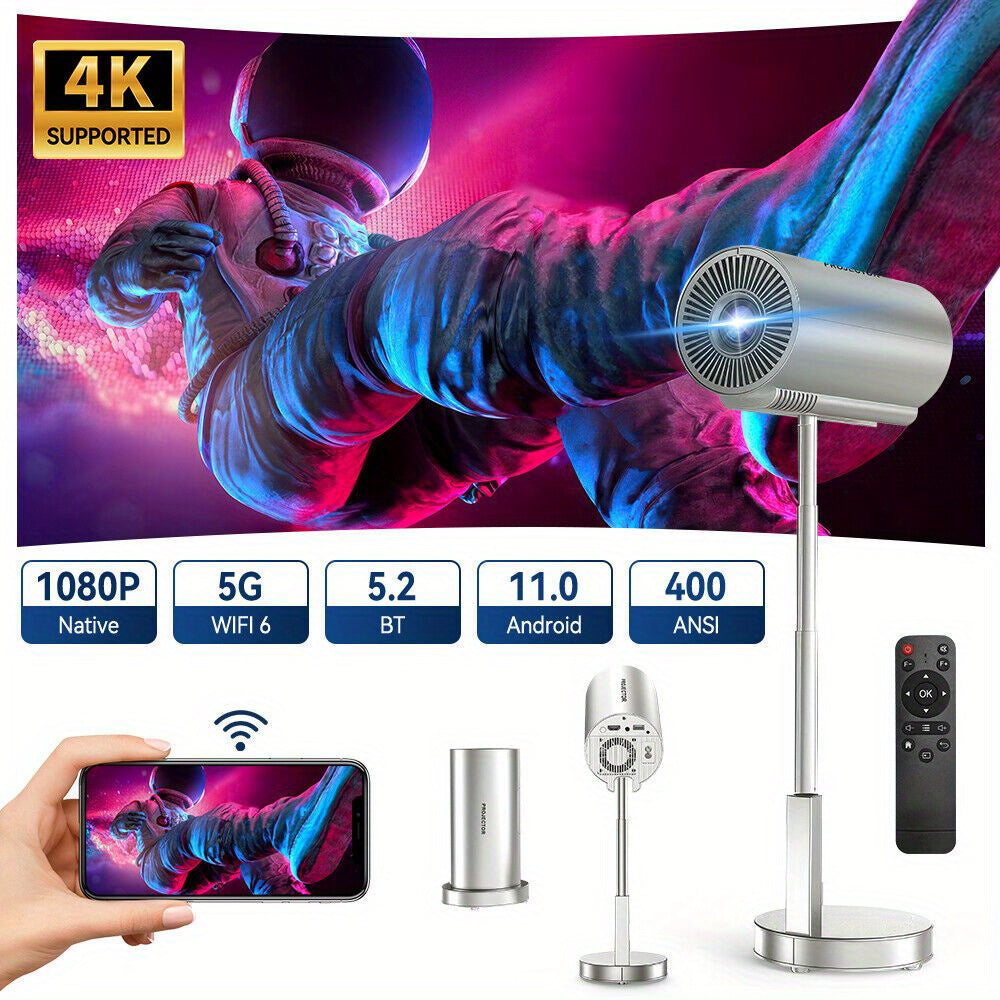 Native 1080P Android 11.0 Projector Wifi 6 Bluetooth Electric focus Home Theater Telescopic Pan Projector LED Support 4K Hidden Bracket Portable Projetor Smart Projection TV