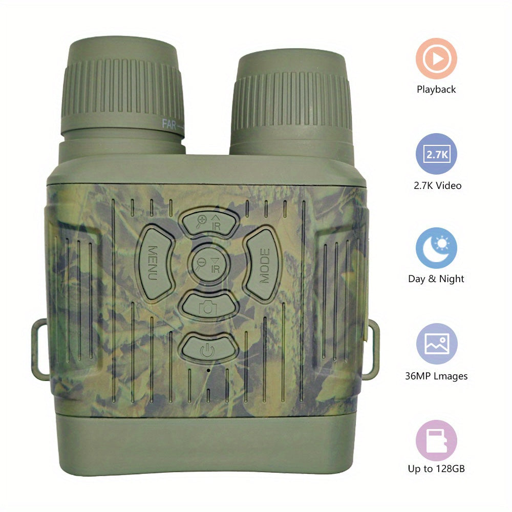 Digital Infrared Night Vision Goggles FHD 10X Digital Zoom 36MP Resolution 2.7K Video Recording for Hunting Outdoor, Camouflage Color