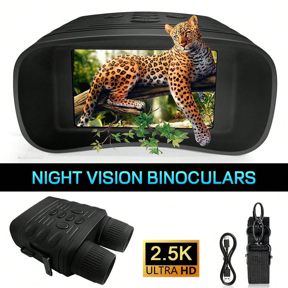 2.5K 30MP Infrared Night Vision Binoculars Goggles 6X Digital Zoom Capture Stunning Photos & Videos In Complete Darkness Rechargeable Battery For Camping Hunting Security And Outdoor Adventures