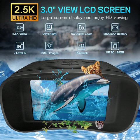 2.5K 30MP Infrared Night Vision Binoculars Goggles 6X Digital Zoom Capture Stunning Photos & Videos In Complete Darkness Rechargeable Battery For Camping Hunting Security And Outdoor Adventures
