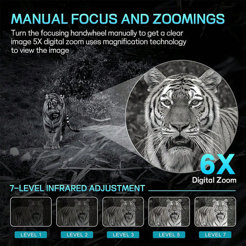 2.5K 30MP Infrared Night Vision Binoculars Goggles 6X Digital Zoom Capture Stunning Photos & Videos In Complete Darkness Rechargeable Battery For Camping Hunting Security And Outdoor Adventures