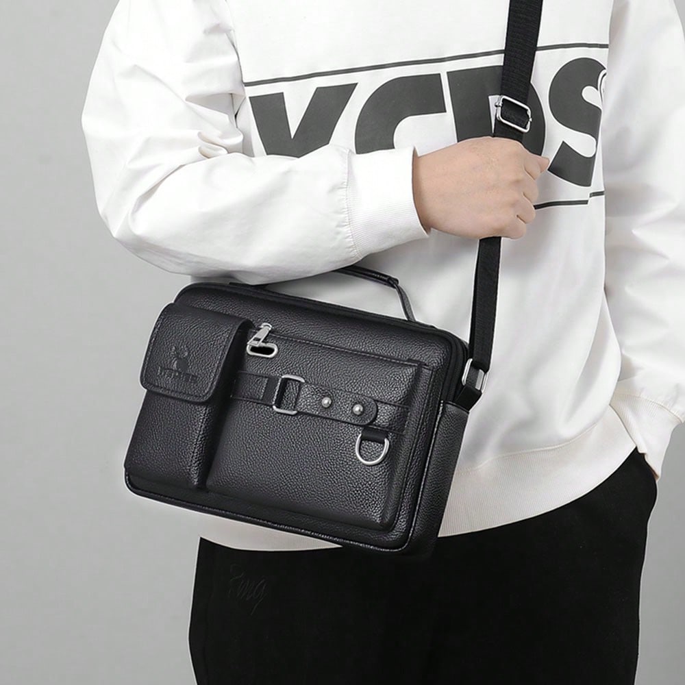 Men's Leather Casual Business Shoulder Bag Crossbody Bag Sling Bag Waterproof Messenger Bags Briefcase