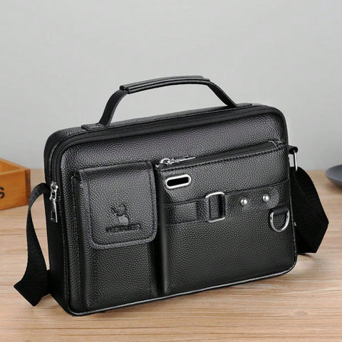 Men's Leather Casual Business Shoulder Bag Crossbody Bag Sling Bag Waterproof Messenger Bags Briefcase
