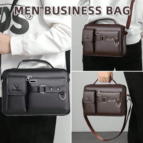 Men's Leather Casual Business Shoulder Bag Crossbody Bag Sling Bag Waterproof Messenger Bags Briefcase