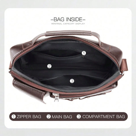 Men's Leather Casual Business Shoulder Bag Crossbody Bag Sling Bag Waterproof Messenger Bags Briefcase