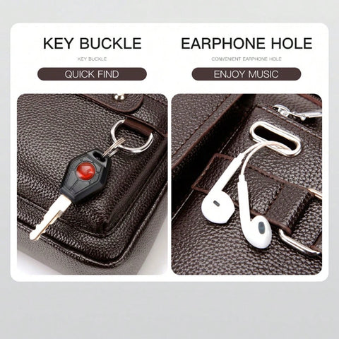 Men's Leather Casual Business Shoulder Bag Crossbody Bag Sling Bag Waterproof Messenger Bags Briefcase