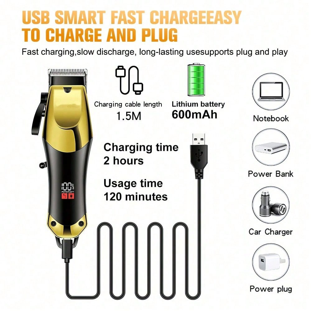 3-Piece Set Hair Clipper For Short Hair, Electric Shaver, Hair Clipper With LED Display For Home And Barber, Suitable For Hair, Beard, Body, Private Parts, Mustache, Nose, Ears, Face Or Groin Styling