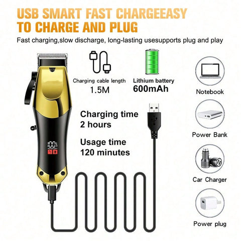 3-Piece Set Hair Clipper For Short Hair, Electric Shaver, Hair Clipper With LED Display For Home And Barber, Suitable For Hair, Beard, Body, Private Parts, Mustache, Nose, Ears, Face Or Groin Styling