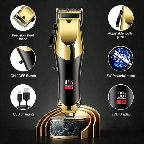 3-Piece Set Hair Clipper For Short Hair, Electric Shaver, Hair Clipper With LED Display For Home And Barber, Suitable For Hair, Beard, Body, Private Parts, Mustache, Nose, Ears, Face Or Groin Styling