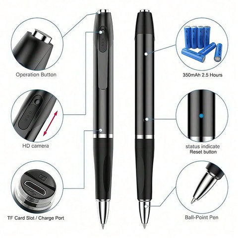 Portable USB Rechargeable Body Cam Camera 1080P HD Mini Camera Pen DV DVR Video Audio Mini Camcorder Recording For Lectures Business Meeting