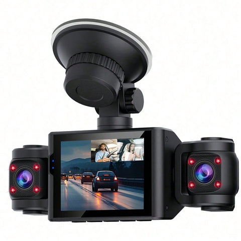 1080P 3 Channel Dash Cam With 2.4. Inch Screen, Inbuilt Privacy Protector And G-Sensor, Support Loop Recording