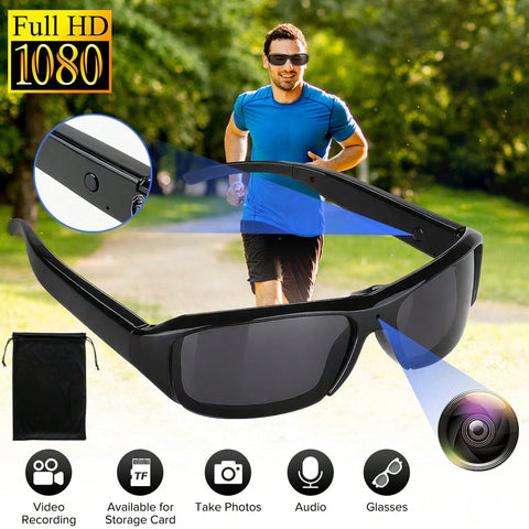 HD 1080P Camera Glasses Inbuilt 800mAh Battery Can Record The Beautiful Landscape In Hiking, Driving,Watching Live Matches, Can As A Cam