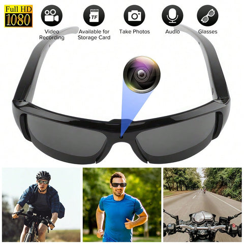 HD 1080P Camera Glasses Inbuilt 800mAh Battery Can Record The Beautiful Landscape In Hiking, Driving,Watching Live Matches, Can As A Cam