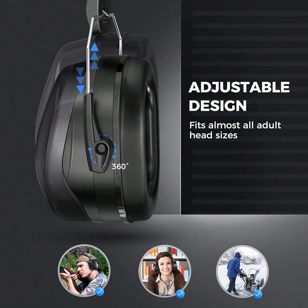 Mpow 035 Noise Reduction Ear Muffs, Designed With Retractable Stainless Steel And 2 Layers Of Professional Noise Dampening Foam Protect Your Ears Better, With A Carrying Bag- Black, Suitable For For Sports Events, Concerts, Festivals, Studying And Operati