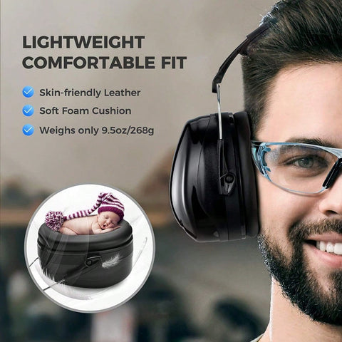 Mpow 035 Noise Reduction Ear Muffs, Designed With Retractable Stainless Steel And 2 Layers Of Professional Noise Dampening Foam Protect Your Ears Better, With A Carrying Bag- Black, Suitable For For Sports Events, Concerts, Festivals, Studying And Operati