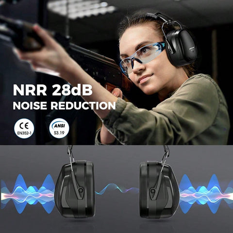 Mpow 035 Noise Reduction Ear Muffs, Designed With Retractable Stainless Steel And 2 Layers Of Professional Noise Dampening Foam Protect Your Ears Better, With A Carrying Bag- Black, Suitable For For Sports Events, Concerts, Festivals, Studying And Operati