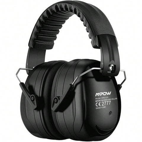 Mpow 035 Noise Reduction Ear Muffs, Designed With Retractable Stainless Steel And 2 Layers Of Professional Noise Dampening Foam Protect Your Ears Better, With A Carrying Bag- Black, Suitable For For Sports Events, Concerts, Festivals, Studying And Operati