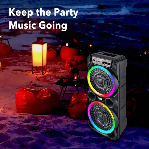 8-Inch Dual Set Party Speaker, Support Bass Stereo And Colorful RGB Lights, Include Mic Remote Control TWS, Suitable For Karaoke Camping Party Singing