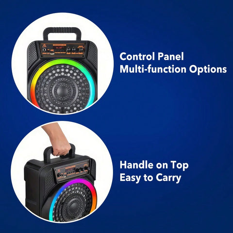 8-Inch Dual Set Party Speaker, Support Bass Stereo And Colorful RGB Lights, Include Mic Remote Control TWS, Suitable For Karaoke Camping Party Singing