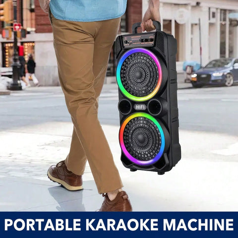 8-Inch Dual Set Party Speaker, Support Bass Stereo And Colorful RGB Lights, Include Mic Remote Control TWS, Suitable For Karaoke Camping Party Singing