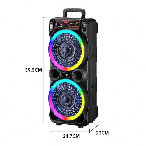 8-Inch Dual Set Party Speaker, Support Bass Stereo And Colorful RGB Lights, Include Mic Remote Control TWS, Suitable For Karaoke Camping Party Singing