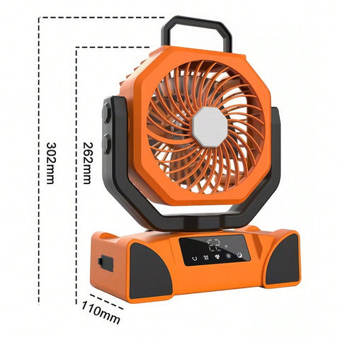 Your Camping Good Partner!10000mAh Portable Camping Fan With Bright LED Light, Support 5 Speeds Wind Adjustment And 270 Degree Rotation Provide You More Cool