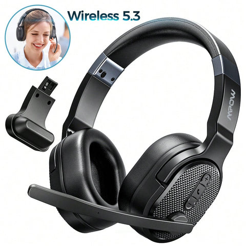 Mpow E65 Feature Noise-Canceling, Support Dual/Single Mode And Inbuilt Comfortable Earmuffs And Padded Headband, Equipped With Convenient Mute Button