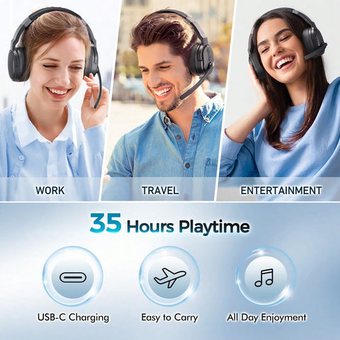 Mpow E65 Feature Noise-Canceling, Support Dual/Single Mode And Inbuilt Comfortable Earmuffs And Padded Headband, Equipped With Convenient Mute Button