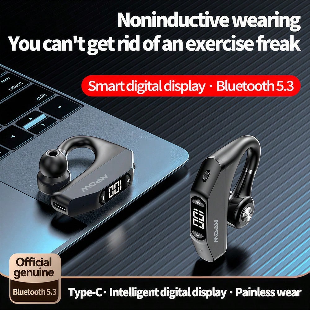 P23 In-Ear Air Conduction Headset, 180 Degree Suitable For Left And Right, Digital Display Of Power, Include 3 Ear Caps