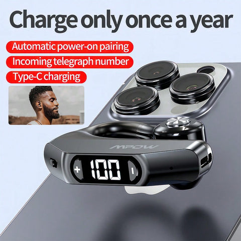 P23 In-Ear Air Conduction Headset, 180 Degree Suitable For Left And Right, Digital Display Of Power, Include 3 Ear Caps