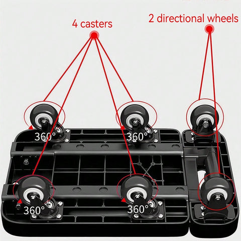 Foldable Portable Trolley With Anti-Slip Texture, Sustian Up To 270KG, Include 6 Wheels And Elastic Cord, Suitable For Luggage, Travel, Handling, Shopping, And Office Use
