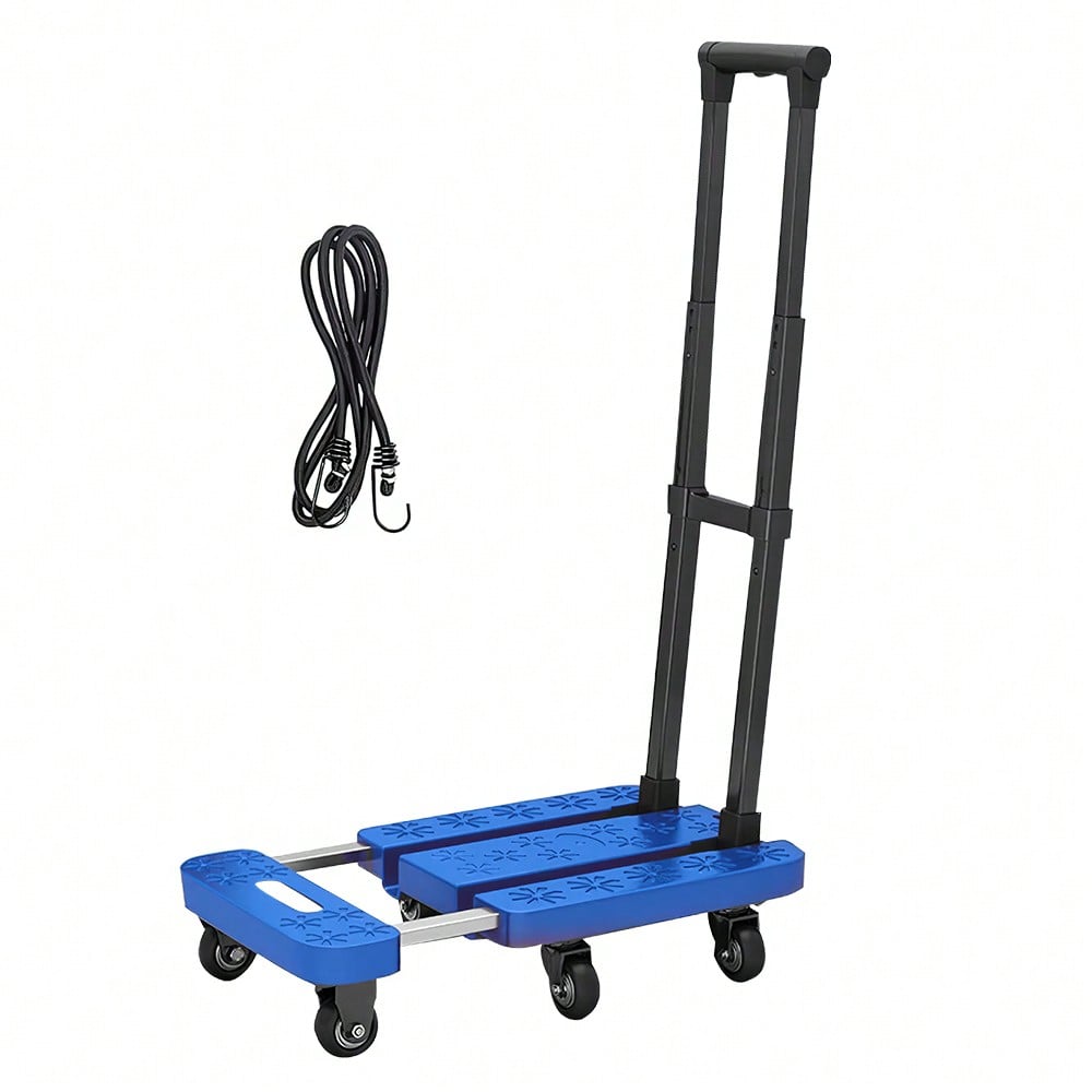 Foldable Portable Trolley With Anti-Slip Texture, Sustian Up To 270KG, Include 6 Wheels And Elastic Cord, Suitable For Luggage, Travel, Handling, Shopping, And Office Use