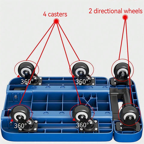 Foldable Portable Trolley With Anti-Slip Texture, Sustian Up To 270KG, Include 6 Wheels And Elastic Cord, Suitable For Luggage, Travel, Handling, Shopping, And Office Use