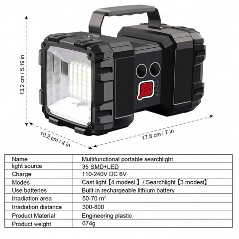 Portable Multi-Function LED Light, Featurte Double-Head Design And 40W Super Bright, Easy To Carry And Hang, Suitable For Camping