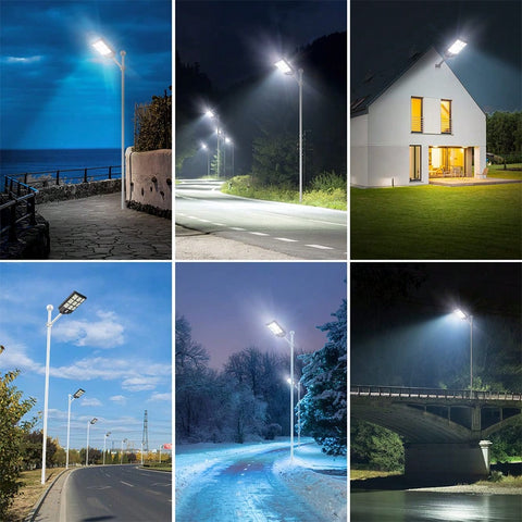 800W/1000W Outdoor Solar Street Light Support IP65 Waterproof And Inbuilt Motion Sensor, Include Remote Control & Arm Bracket, Suitable For Garden Yard Parking Lot